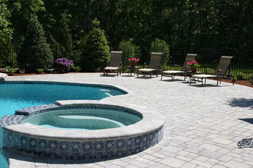 Pool with Spa, Patio and Hardscape by New View