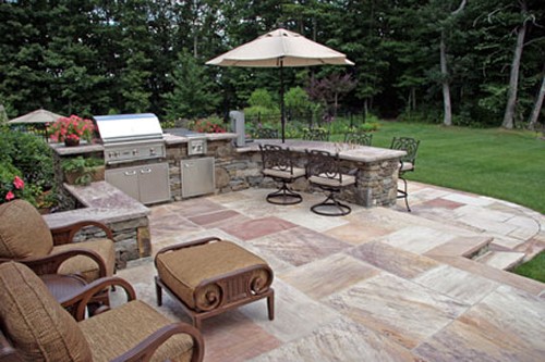Stone Bar with Two Level Seating. Stone Work, Landscaping and Design by New View