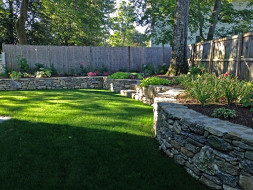 Stone Retaining Walls and Landscape by New View