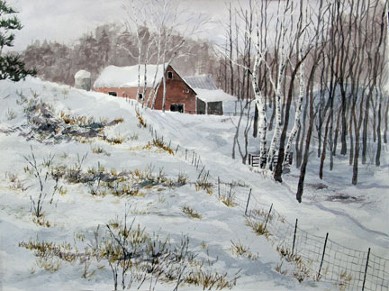 Snowy Pasture, Watercolor by Doug DeWolfe of New View
