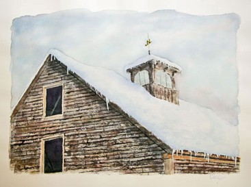 Snowy Roof, Watercolor by Doug DeWolfe of New View