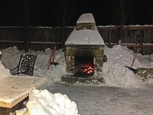 Fireplace in Snow by New View