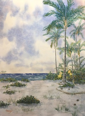 Private Beach Watercolor by Doug DeWolfe of New View