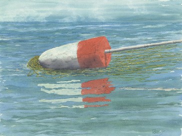 Camden Buoy, Watercolor by Doug DeWolfe