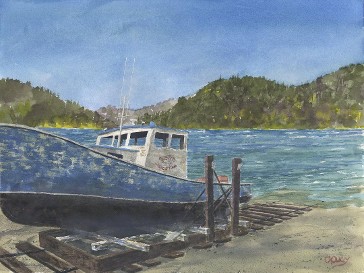 Lobster and Tuna, Watercolor by Doug DeWolfe of New View